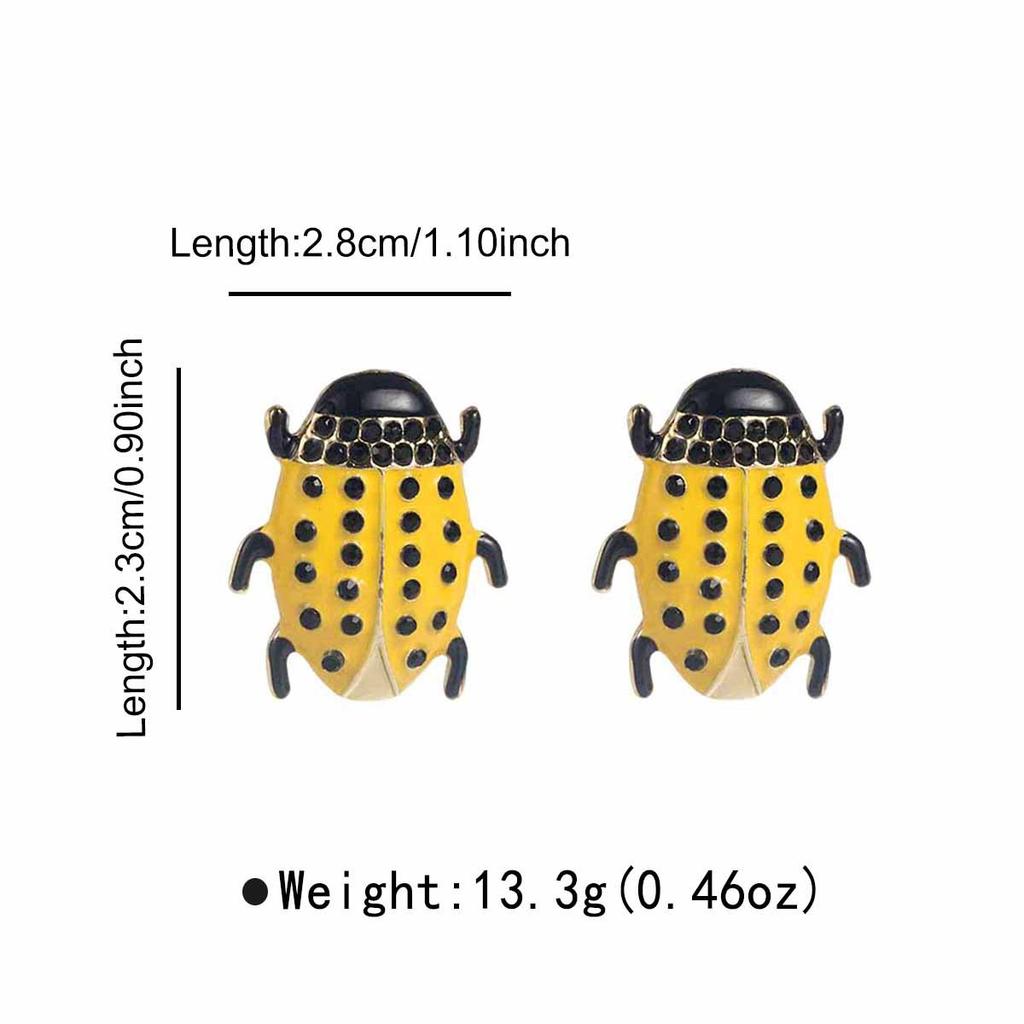 New Fashion Insect Beetle Jewelry Dripping Oil Pendant Necklace Sweet Earrings Niche Design Women Accessories