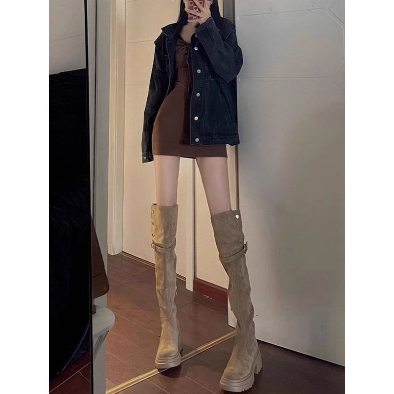 Over-knee Boots Brown Boots Women's Autumn and Winter 2025 New High-heeled Boots Versatile and Thin Tall Knight Boots