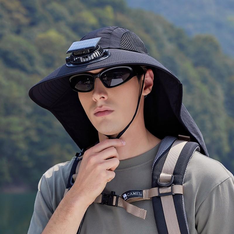 Outdoor Mountaineering Fishing Sun Hat With Large Solar Fan