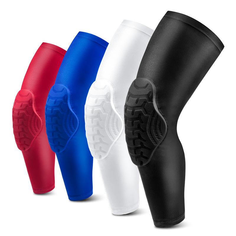 High Elastic Honeycomb protection Pad Long Leg Compression Sleeve Basketball Knee Brace M