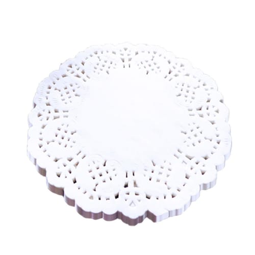 100 Pieces Disposable Baking Paper, Lace Paper, Decorative Paper, Coasters, Round Lace Paper, Lace Mats, Paper Doilies, Paper Coasters, Table Decor fo