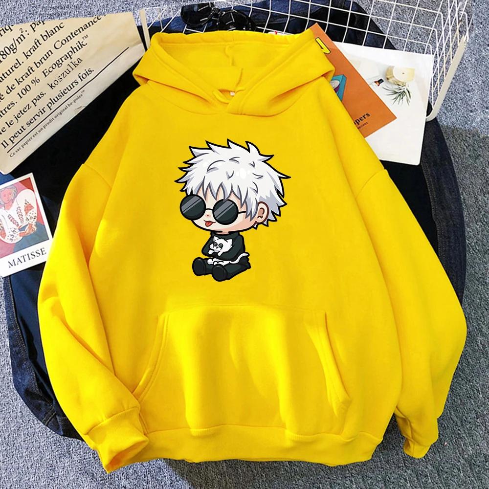 Anime Jujutsu Kaisen Satoru Gojo Cute Cartoon Graphic Printed Hooded Hoodie Men Women Sweatshirts Unisex Streetwear
