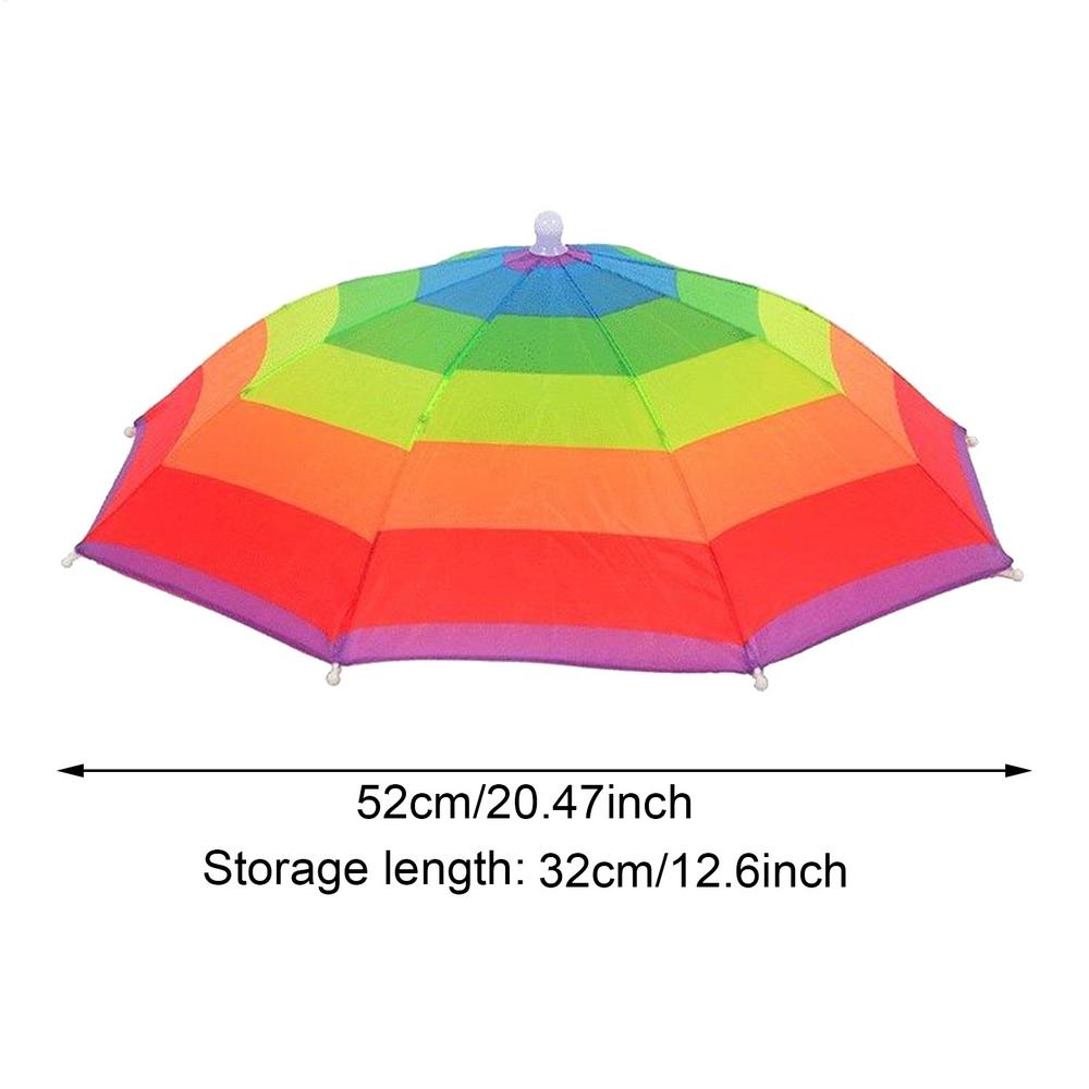 

Head Umbrella Hat Sun Rain Umbrella Hat Adjustable Foldable Headwear with Elastic Band for Fishing Golf Hiking Camping Outdoor