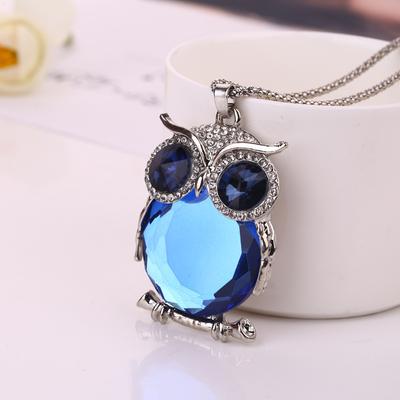 BLINGBAY Women's Sweater Chain Korean Style Crystal Owl Long Fashion Sweater Chain Necklace European and American Fashion Personalized Accessories