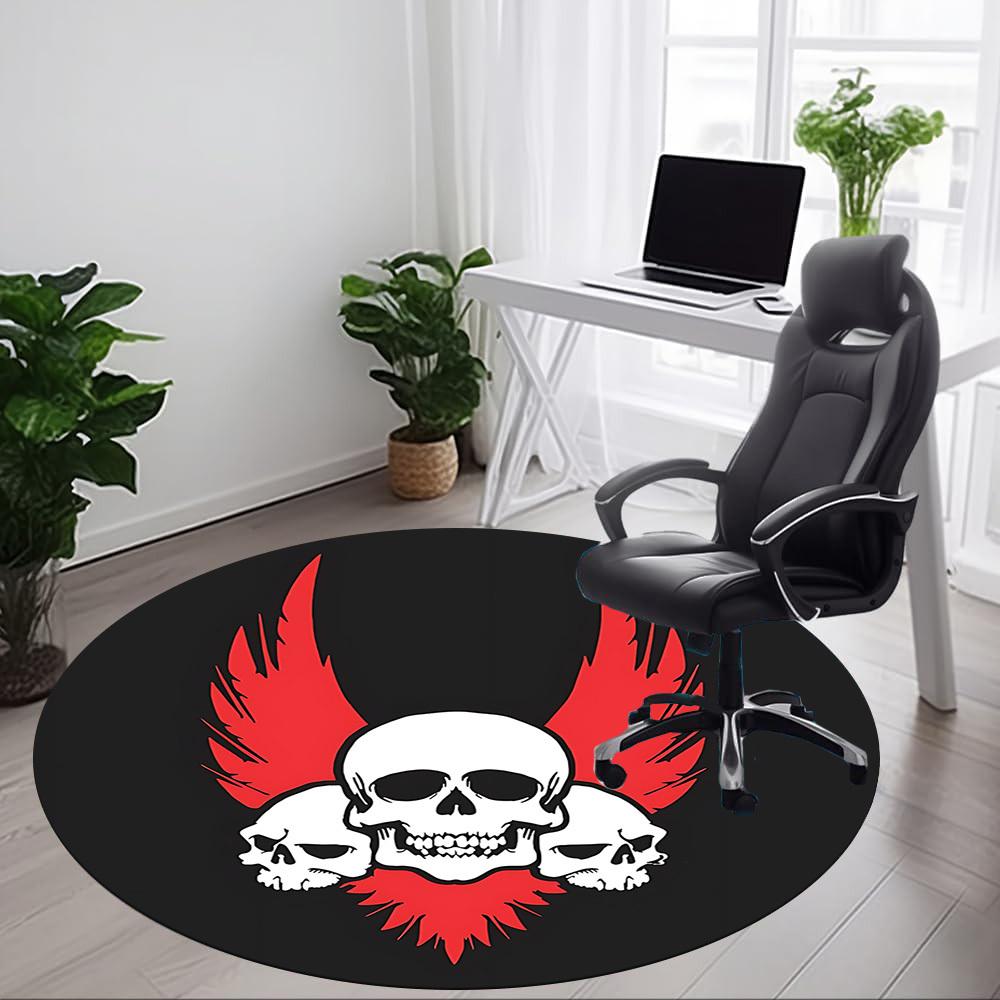 1pc Skull Flames Office Round Area Rug, Under Office Chairs Bedroom Living Room Home Decor, Room Deco, Available In Various Sizes