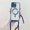 Crossbody Necklace Lanyard Magnet For Magsafe Wireless Charging Case For iPhone 17 16 15 13 12 11 14 Pro Max Plating Clear Cover