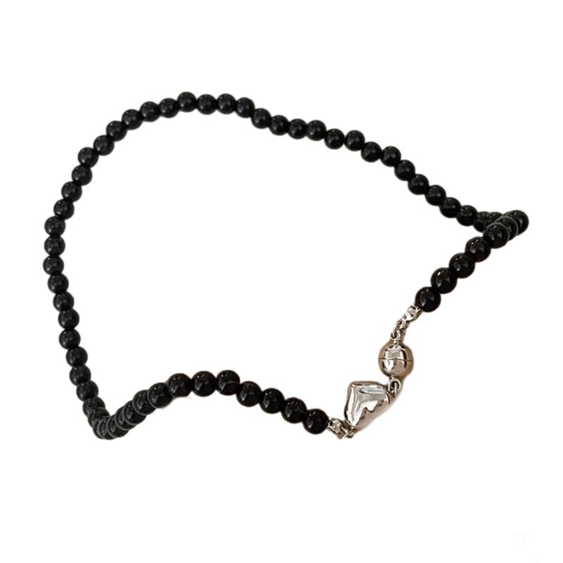 

Unique Pearl Bead Chain Necklace Heart Pendant Choker Necklace Chain Y2k Sweet Heart Choker Jewelry for Women Girls Teen 1 чорний