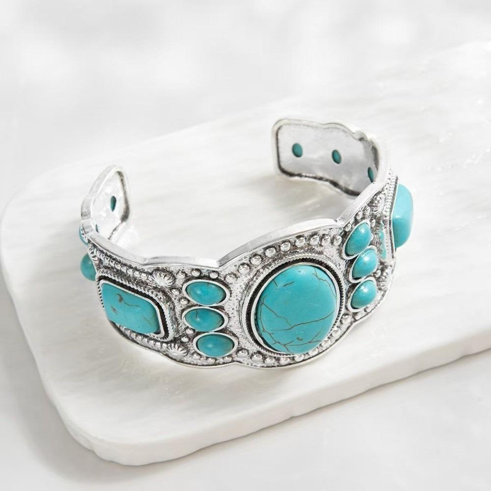 Wide Cuff Bracelet Lightweight Wide Wrist Jewelry Trendy Statement Bangle  Party Outfit бирюзовый