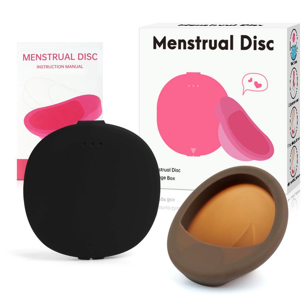Silicone Menstrual Disc Cup with Storage Box and Built-in Handle for Women