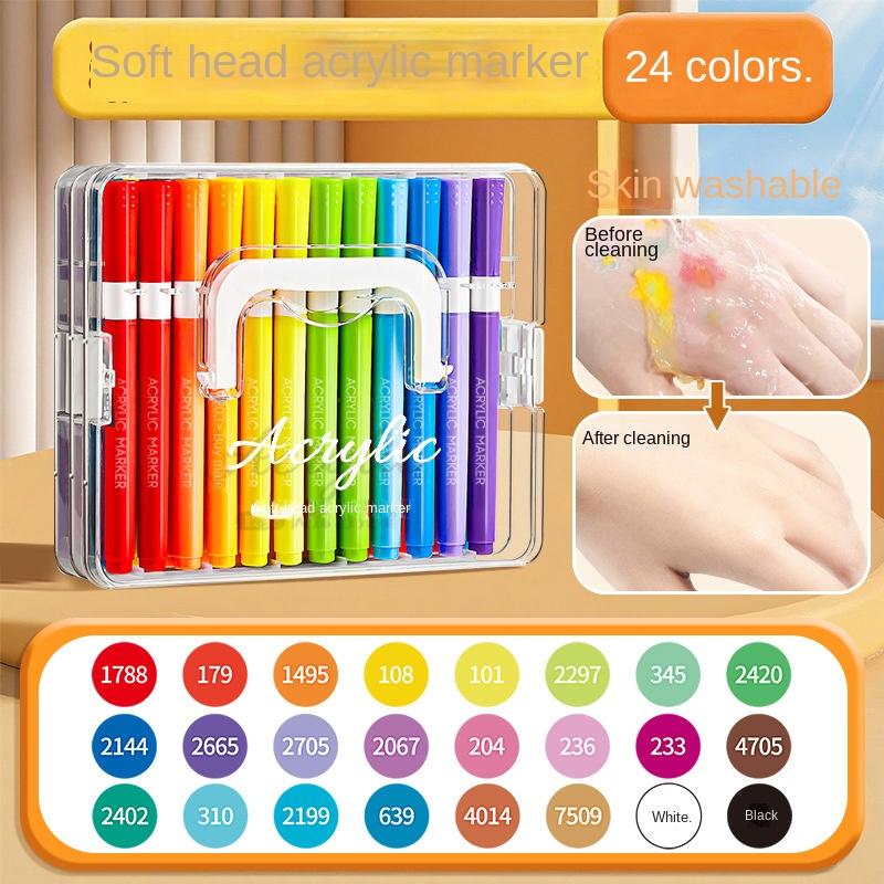 12/24/48/60/84Color Acrylic Brush Markers Set, Liquid Ink Art Acrylic Paint Markers Set for Art and DIY Craft No Box