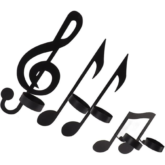Black Music Note Wall Sconce,Vintage Art Musical Note Candle Holders,Treble Clef Musical Note Wall Decor for Home Office Classroom,Housewarming Gift,