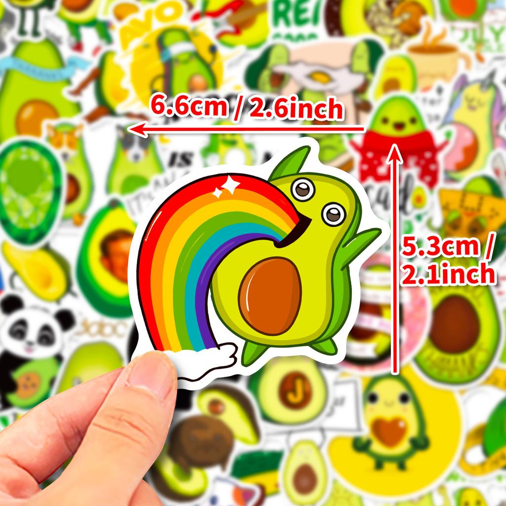 50 Avocado Series Stickers, Cute Avocado Cartoon Style Graffiti Stickers