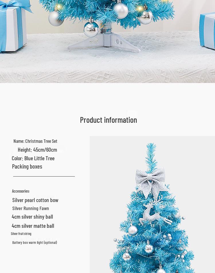 Mini Blue Tabletop Christmas Tree - 45/60cm Decorative Holiday Accent 2025