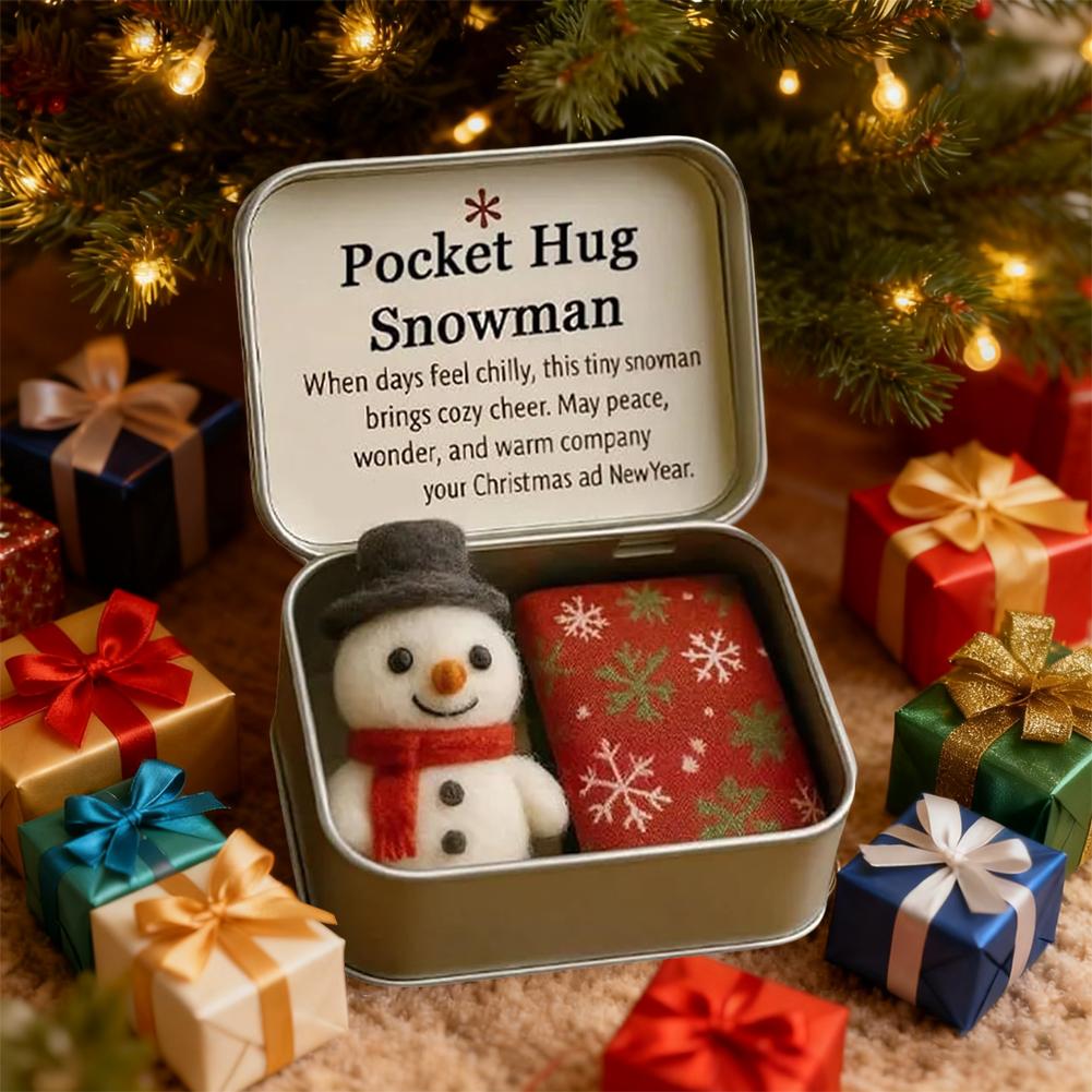 Christmas Pocket Hug Gift Handmade Felt Doll in Box Little Pocket Hug with Gift Card Thoughtful Gift for Friends Family W3E4