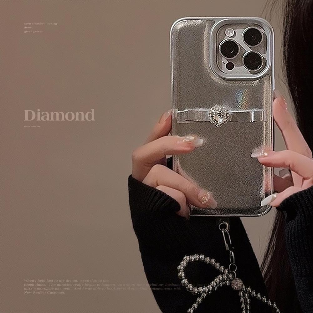 Three dimensional French Bow Hanging Chain Suitable for Apple 16 Mobile Phone Case IPhone 14 Promax Temperament 11 Leather Case 13