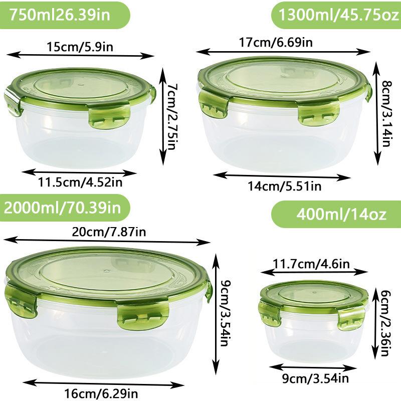 

4pcs Purple and Green Transparent Food Storage Container for Kitchen Organization, Vegetable & Fruit Fresh-Keeping Boxes