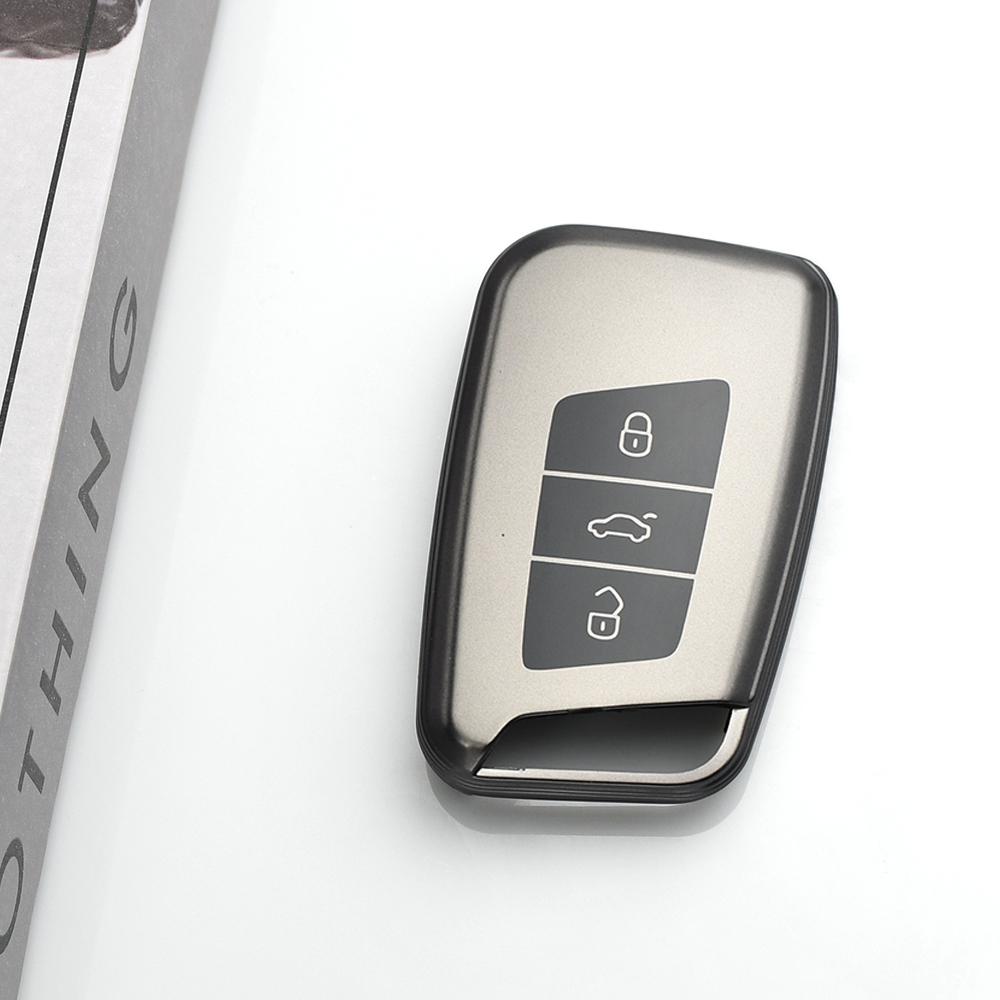 Gun Grey Tpu Keyless Keychain Car Key Fob Case Cover For Volkswagen Vw Tiguan Taos Arteon Atlas Cross Sport Passat B8 Jetta