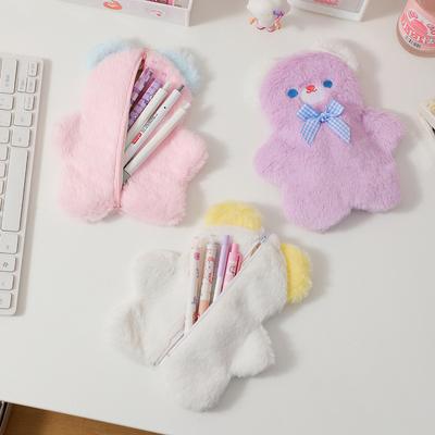 Schreibwarentaschen Koreanischer Stil Große Kapazität Kawaii Plüsch Stiftetaschen Schreibtisch Aufbewahrungstasche Bär Stiftemäppchen Schüler Aufbewahrungstasche