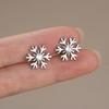 925 Sterling Silver Zircon Snowflake Stud Earrings for Women Shiny Rhinestone Crystal Jewelry for Girls Party Christmas