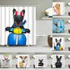 Waterproof Shower Bathroom Curtain Polyester Fabric Dog Cat Printing Hooks 12