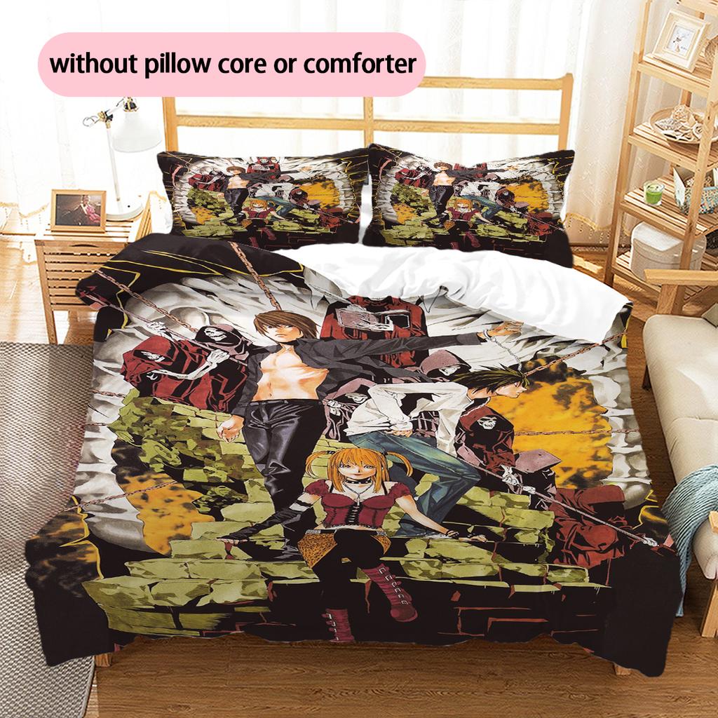 Juego de Ropa de Cama con Estampado de Dibujos Animados Colcha Funda de Colcha Funda de Almohada Decoración del Hogar Regalo de Cumpleaños (1 * funda nórdica + 2 * fundas de almohada, sin núcleo)