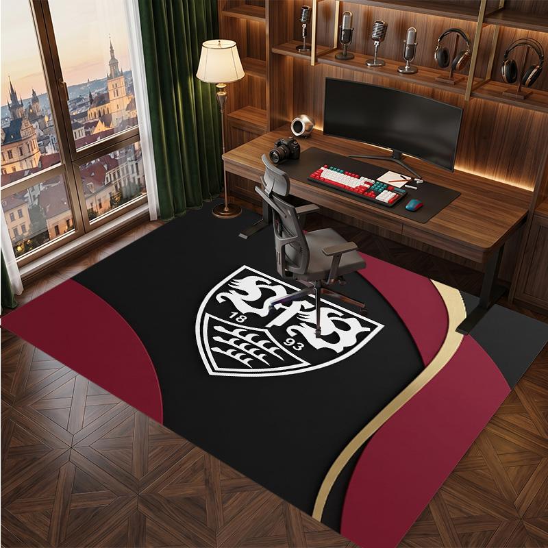 VfB Stuttgart Football Print Crystal Velvet Rug, Comfortable Water Absorbent Non Slip Indoor Floor Carpet