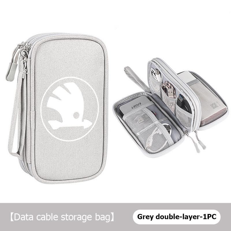 AAABR1 Travel Portable Digital Accessories Storage Bag Organizer For Skoda Kamiq Karoq Octavia 2 3 Rapid Scala Kami Fabia VII VRS