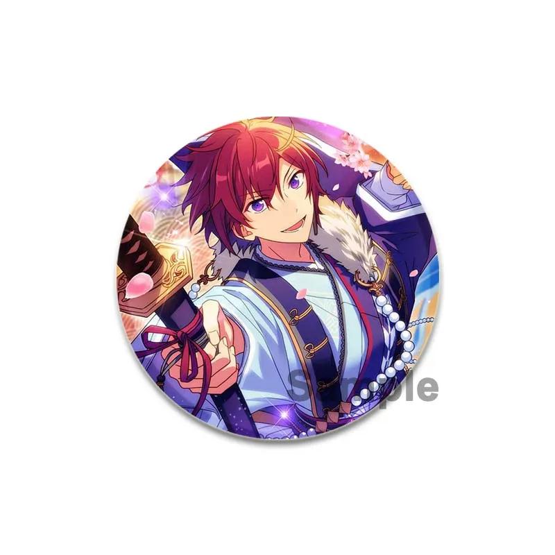 32/44/58mm Ensemble Stars Idol Brooch Round Cartoon Cosplay Badge Akehoshi Yuuki Fushimi Narukami Lapel Pins for Backpack Gift Accessory