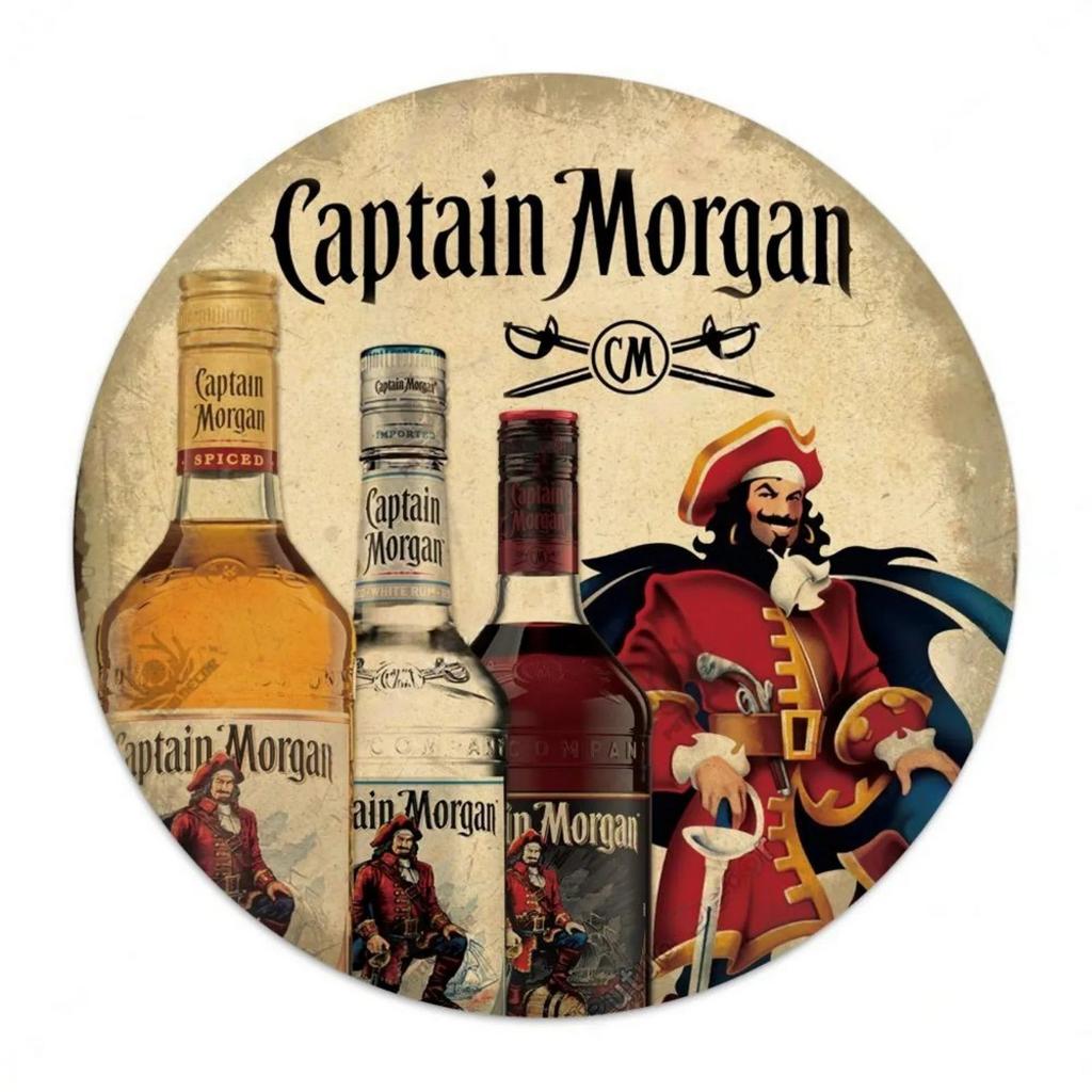 Vintage Retro Beer Rum Brand Round Tin Sign Set Classic Alcoholic Beverage Wall Decor for Bar Pub Man Cave Kitchen Home Beer
