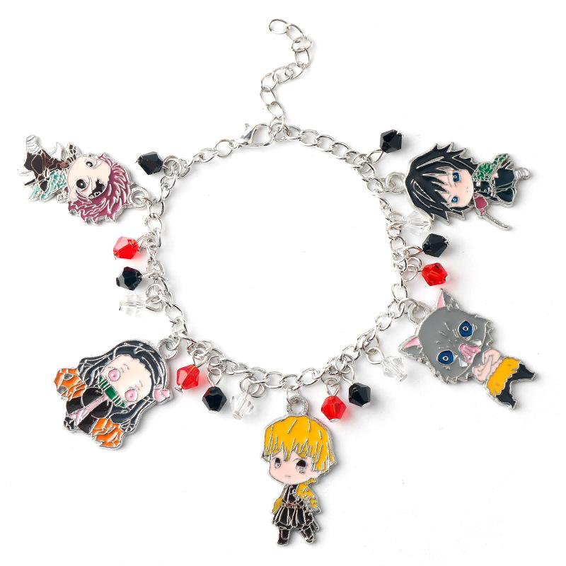 Anime Demon Slayer Charm Bracelet For Women Men Evil Kamado Tanjirou Figure Bangle Bracelet Adjustbale Chain Jewelry Gifts