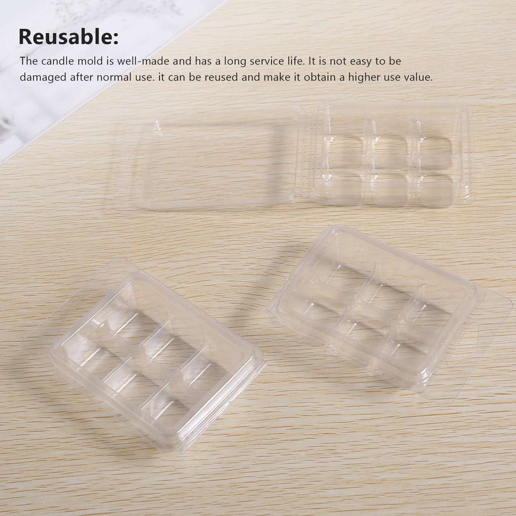AAAF 100 Packs Wax Melt Clamshells Molds Square, 6 Cavity Clear Plastic Cube Tray For Candle-Making & Soap