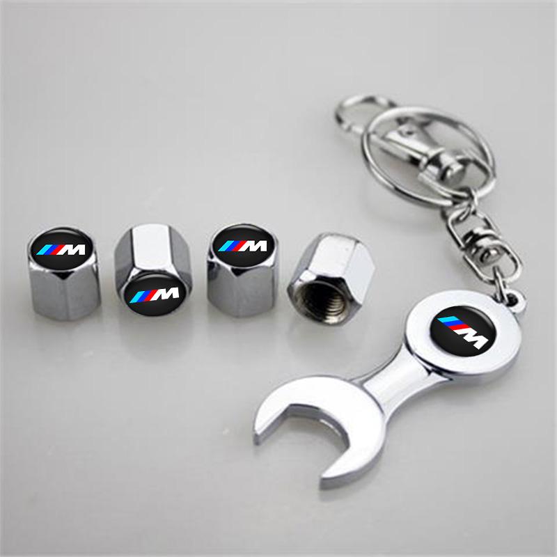 Car Wheel Tire Air Valve Caps Stem Covers With Wrench Keychain For BMW M Performance F20 F40 F22 F30 E90 F32 F06 F07 F46 E60 M5 Nlcr46