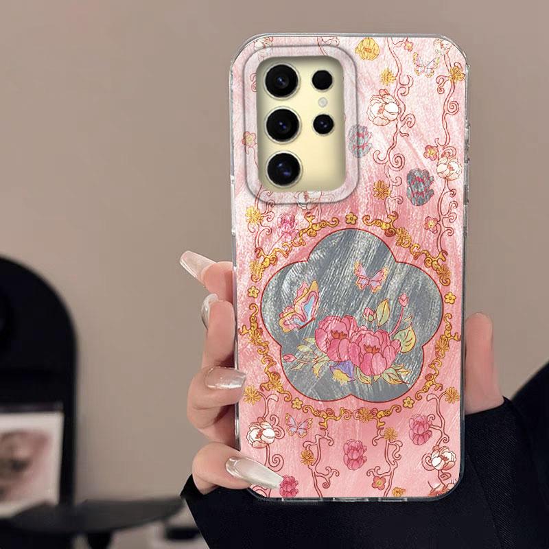 

Чохол для Samsung Galaxy A56 S24 S25 Plus Ultra A15 A25 A55 A35 A16 A26 A36 Чохол для телефону Артистичні квіткові та рожеві візерунки Бампер Samsung A36 білий