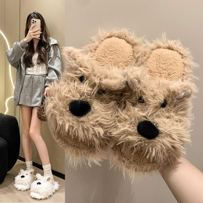 Women's Cute Cartoon Plush Slippers - Warm and Warm Countertop Cotton Winter Home Slippers Girls Sweet Thick Bottom Plush Casual Indoor Shoes