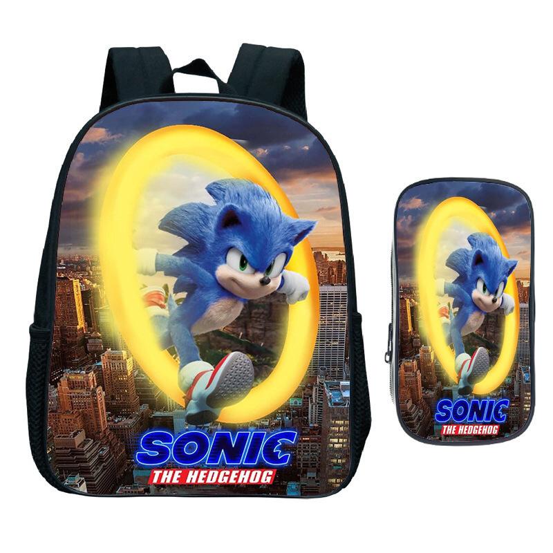 Straight Hair Animation Digital Printing Children'S Two-Piece Set Backpack Pencil Bag Primary And Secondary School Schoolbag