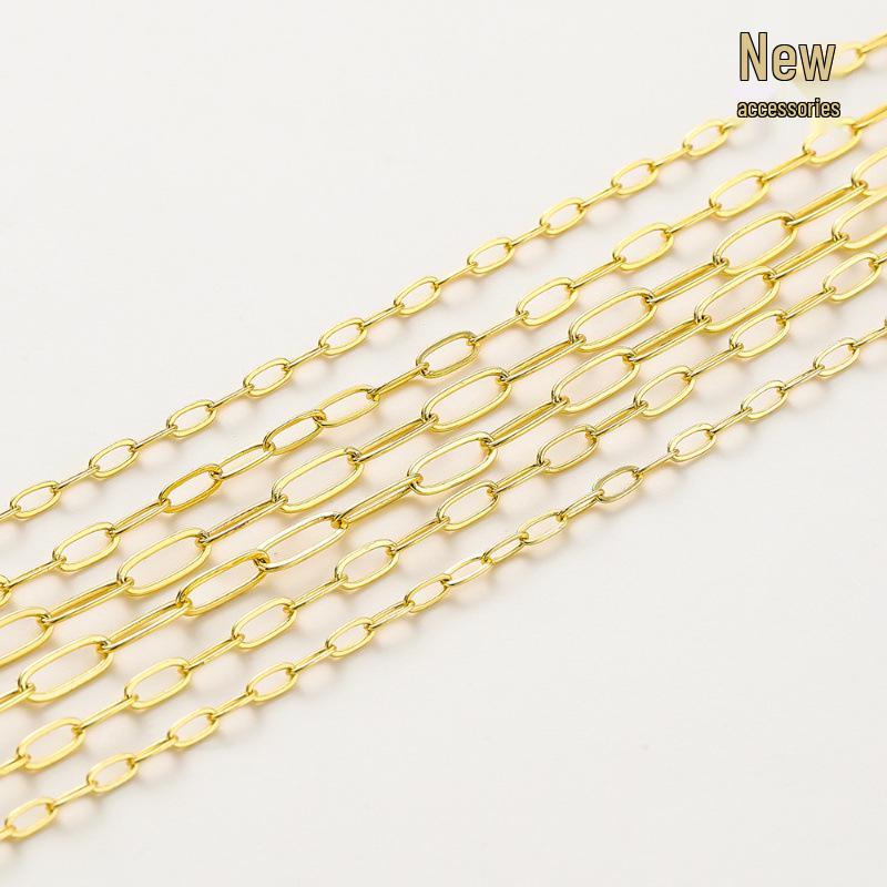 14k/18k pozlacený měděný řetízek s dlouhou životností barvy, masivní obdélníkový článek, pro výrobu DIY šperků, náhrdelníků