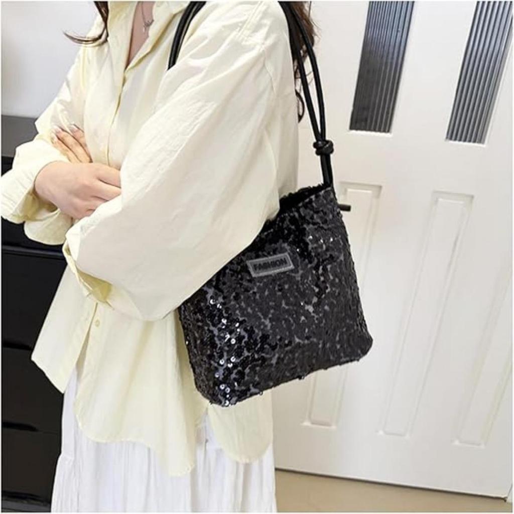 Sequin Handbag, Tote Bag for Women, Adjustable Shoulder Strap, Crossbody Bag for Wedding, Prom, Parties, Travel