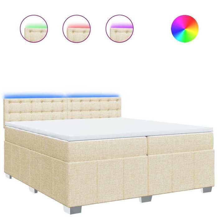 VidaXL Slat Bed Base with Mattress Cream 200x200 Cm Fabric 3289494
