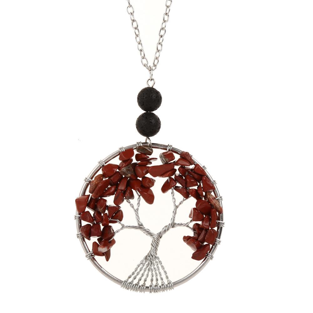 Natural Stone Crystal, Aromatherapy Volcanic Stone Pure Hand-Wound Gravel Tree Root Life Tree Necklace N14