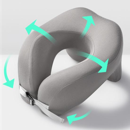 U-shaped Pillow Memory Foam Thick Elastic Slow Bounce Travel Neck Pillow Adjustable Band Pain Relief Long Flight Neck Support Office Nap Pillow
