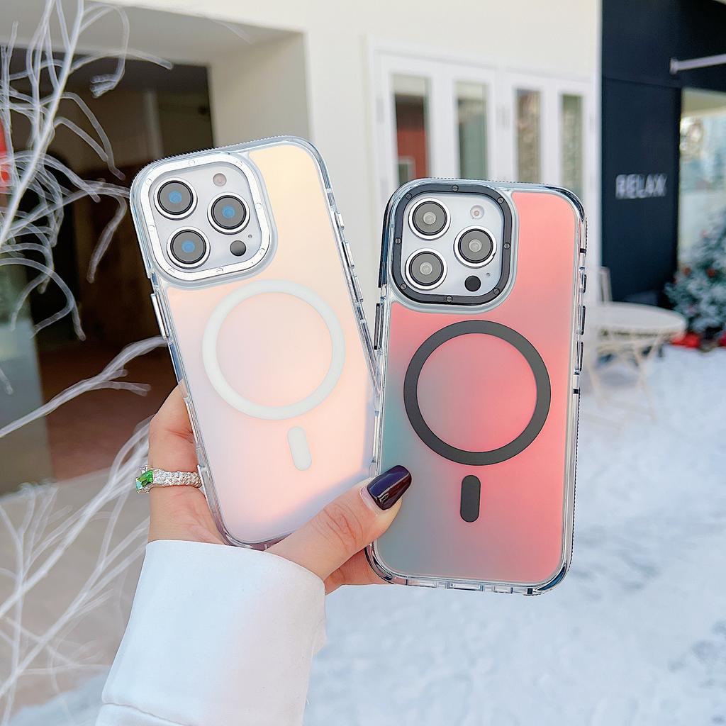 For iPhone 16 Pro Case Compatible with MagSafe Color Changing TPU Acrylic Phone Back Cover
