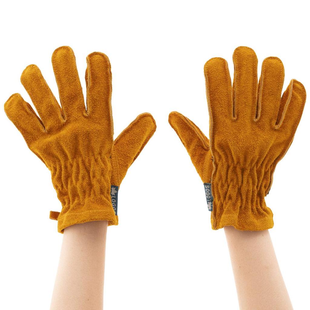 Logos BBQ Leather Size 81090922 Ideal for and BBQs Heat-Resistant Gloves, Medium, (approx.) 23cm, Camping, Outdoors,