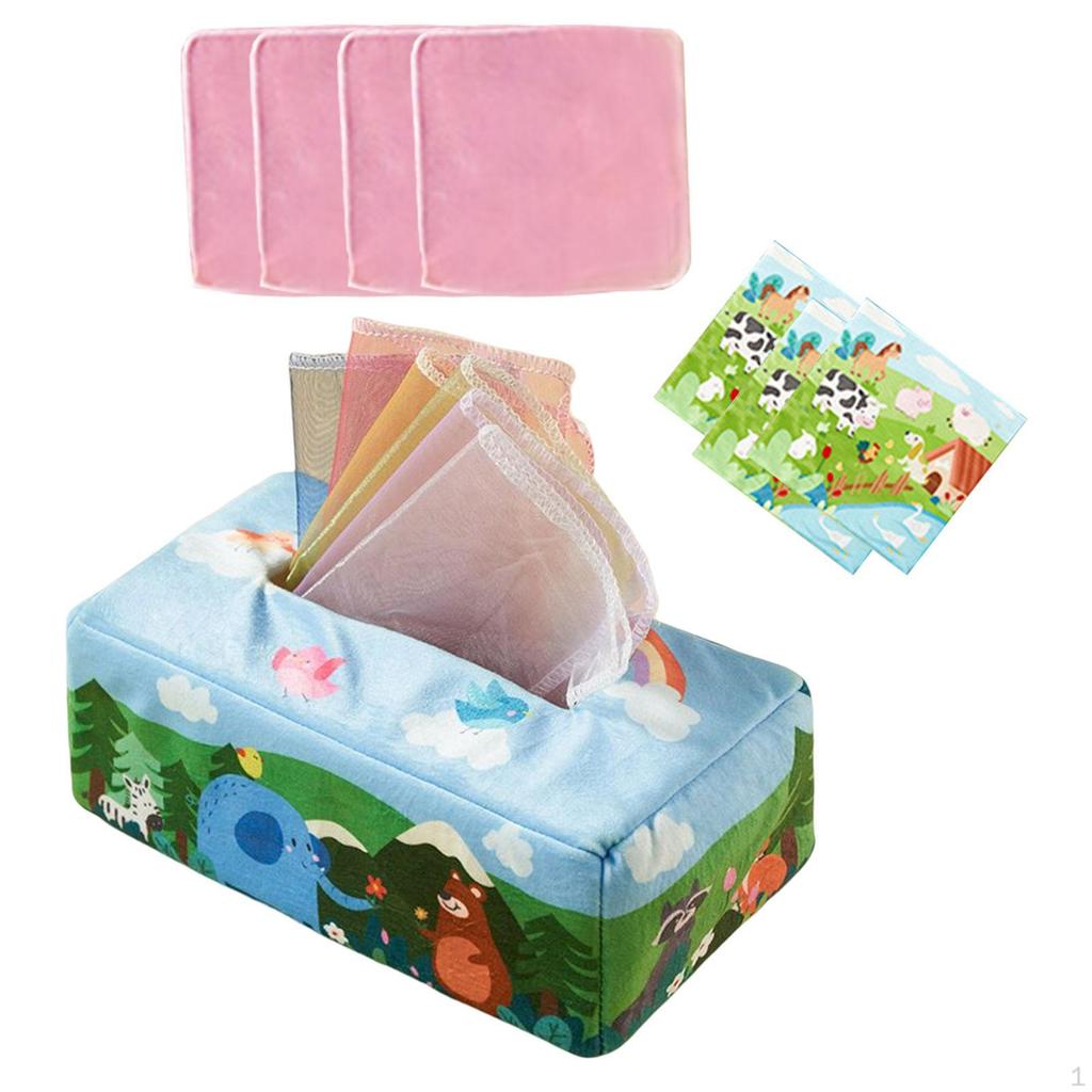 Tissue Box High Contrast Crinkle Busy Pull Tissues Activities for Developmental Motor Skill