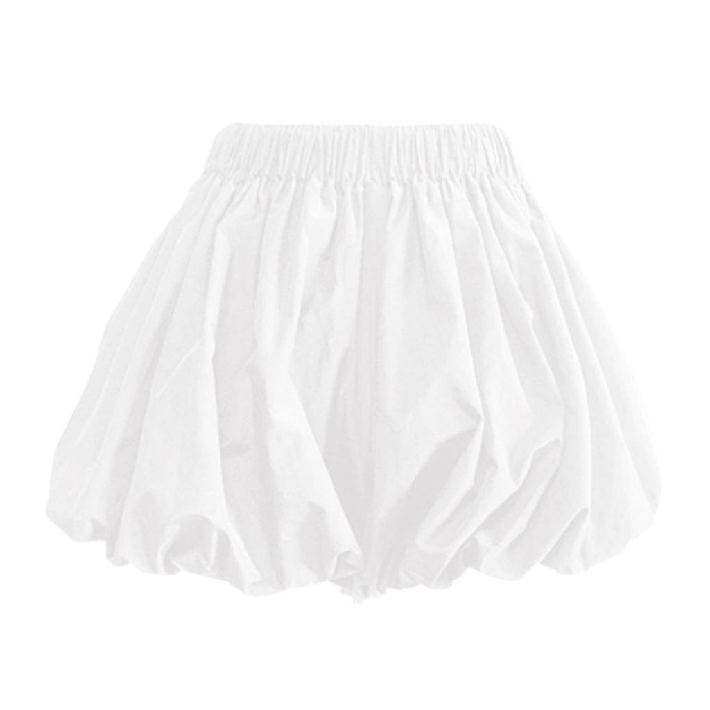 Women's High-Waist Puff Skirt Shorts - Summer Black A-Line Bubble Lantern Design