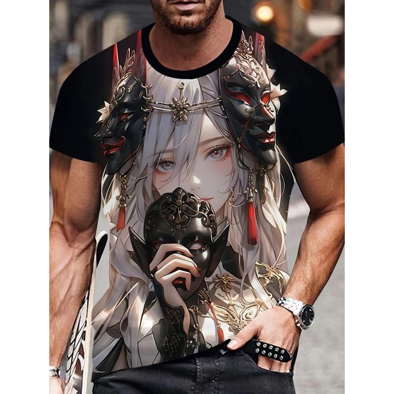 3D Printed Retro Pretty Girl T Shirt For Men Colorful Cool Graphic T-Shirts Fashion Casual Women Oversizeds