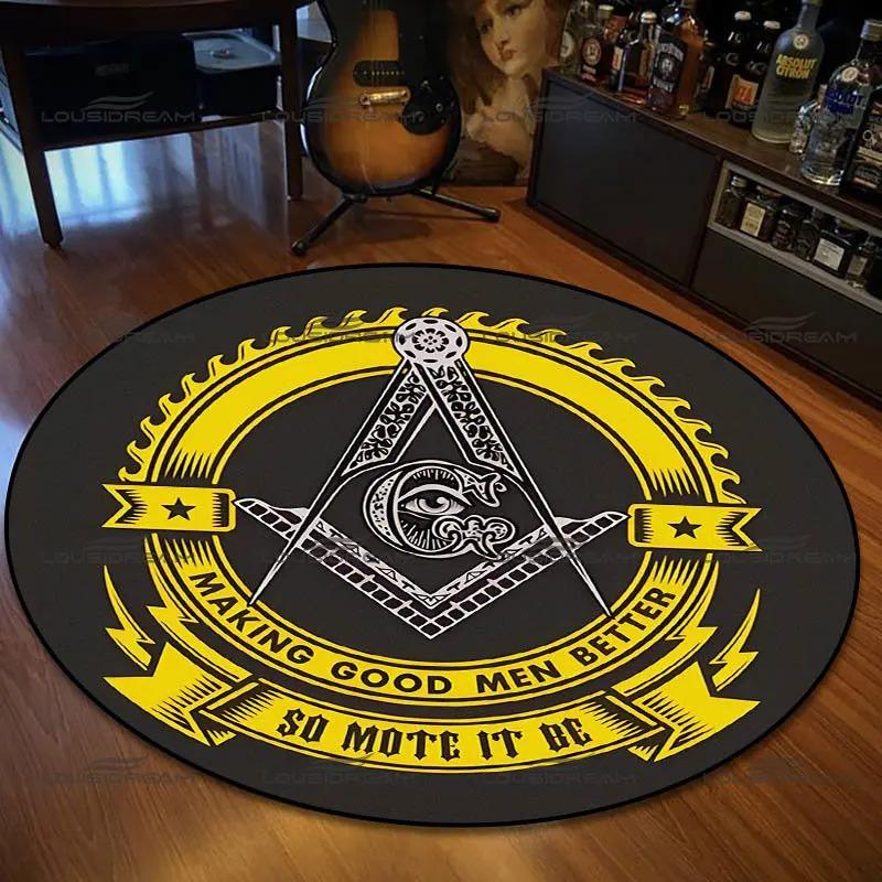  Disney Retro Round Mat Freemason Sect Pattern Flannel Carpet Home Decoration Bedroom Living Room Enter Door Floor Rug