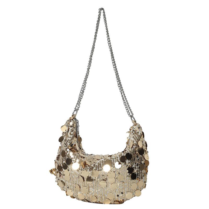 Women's Bag 2025 Spring and Summer New Korean Version of Fashion Versatile Messenger Bag Sequined Chain Underarm Bag Single Shoulder Dumpling Bag Tide