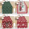 Festive Reindeer Pine Printed Table Runner Heatproof Linen Fabric Tablecloth for Home Decoration