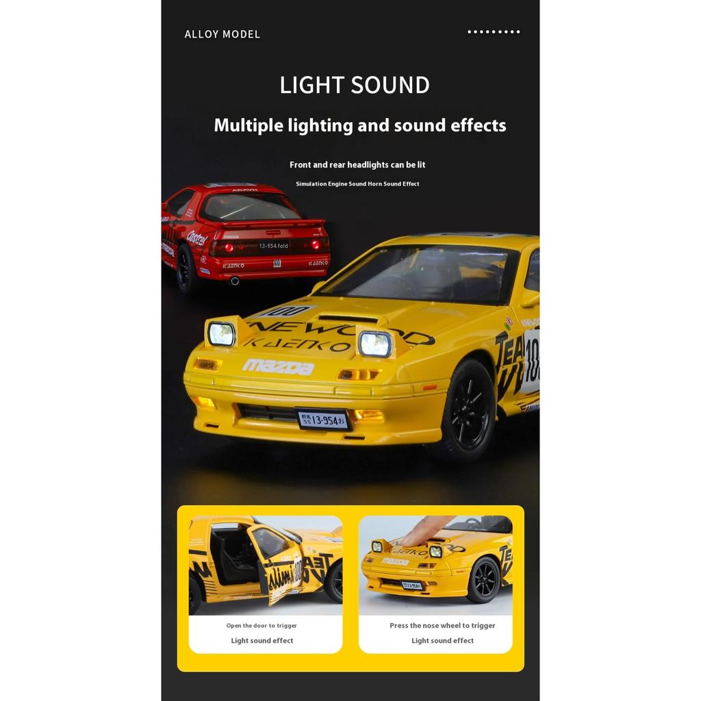 1/24 Mazda RX7 Wersja Wyścigowa Samochód Stopowy Odlewy Ciśnieniowe i Pojazdy Zabawkowe Model Samochodu Miniaturowy Model Samochodu Zabawki dla Dzieci