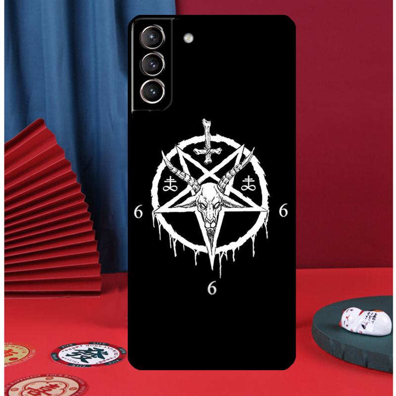 Pentagram 666 Demonisk Satanisk Telefonfodral För Samsung Galaxy S24 Ultra S9 S10 S20 FE S21 S22 S23 Plus S25 Ultra Baksida